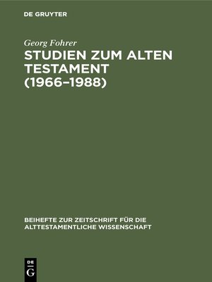 cover image of Studien zum Alten Testament (1966–1988)